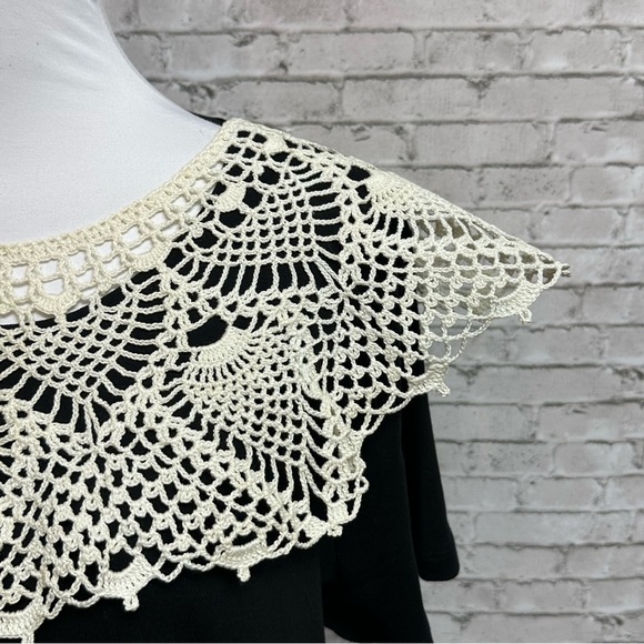Vintage Crochet Ecru Beige Ivory Lace Collar 22 in X 7 in - Picture 5 of 9